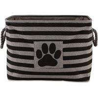 Bone Dry Polyester Pet Bin Stripe With Paw Patch Black Rectangle Small