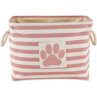 Bone Dry Polyester Pet Bin Stripe With Paw Patch Rose Rectangle Small