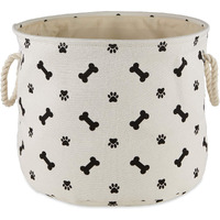 DII Polyester Pet Bin Paw/Bone Black Round Medium