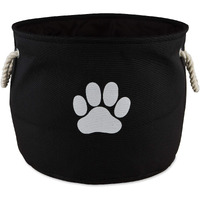 DII Polyester Pet Bin Paw Black Round Small