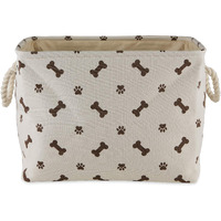 DII Polyester Pet Bin Paw/Bone Dark Brown Rectangle Large