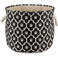 DII Polyester Pet Bin Lattice Paw Black Round Medium