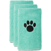 AQUA EMBROIDERED PAW SMALL PET TOWEL SET/3