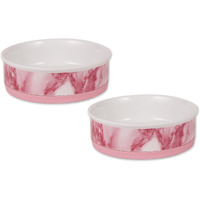 DII Pet Bowl Pink Marble Large 7.5Dx2.4H (Set of 2)