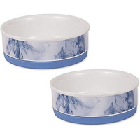 DII Pet Bowl Blue Marble Medium 6Dx2H (Set of 2)
