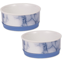 DII Pet Bowl Blue Marble Small 4.25Dx2H (Set of 2)