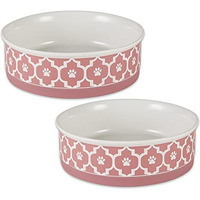 DII Pet Bowl Lattice Rose Large 7.5Dx2.4H (Set of 2)