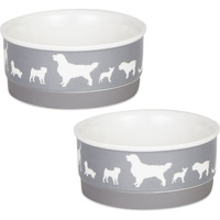 DII Pet Bowl Dog Show Gray Small 4.25Dx2H (Set of 2)