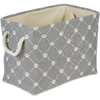 DII Polyester Pet Bin Trellis Paw Gray Rectangle Medium