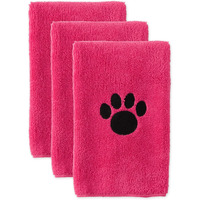 RASPBERRY SORBET - EMBROIDERED PAW SMALL PET TOWEL SET/3