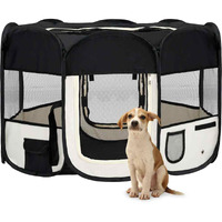 vidaXL Foldable Dog Playpen with Carrying Bag Black 43.3"x43.3"x22.8"