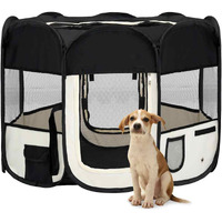 vidaXL Foldable Dog Playpen with Carrying Bag Black 35.4"x35.4"x22.8"