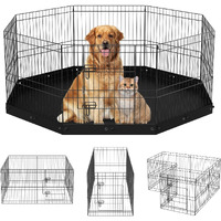 VEVOR Dog Playpen, 8 Panels Foldable Metal Dog Exercise Pen with Bottom Pad, 24" H Pet Fence Puppy Crate Kennel with Ground Stakes, Indoor Outdoor Dog Pen for Small Medium Pets, for Camping, Yard
