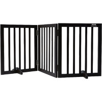 VEVOR Free Standing Dog Gate, 24" H x 60" W Freestanding Pet Gate, 3 Panels Foldable Dog Gate for Wide and Narrow Passageways, Expandable Dog Barrier with Silent Foot Support for Indoor, Brown