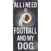 Washington Redskins Wood Sign - Football and Dog 6"x12"