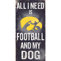 Iowa Hawkeyes Wood Sign - Football and Dog 6x12