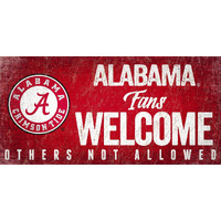 Alabama Crimson Tide Wood Sign Fans Welcome 12x6