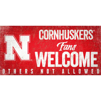 Nebraska Cornhuskers Wood Sign Fans Welcome 12x6