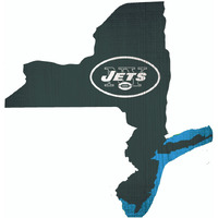 New York Jets Sign Wood 12 Inch Team Color State Shape Design