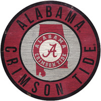 Alabama Crimson Tide Sign Wood 12 Inch Round State Design