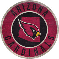 Arizona Cardinals Sign Wood 12 Inch Round State Design