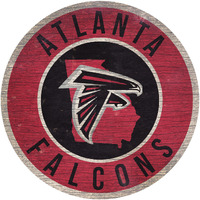 Atlanta Falcons Sign Wood 12 Inch Round State Design