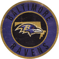 Baltimore Ravens Sign Wood 12 Inch Round State Design