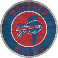 Buffalo Bills Sign Wood 12 Inch Round State Design