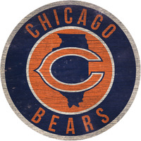 Chicago Bears Sign Wood 12 Inch Round State Design