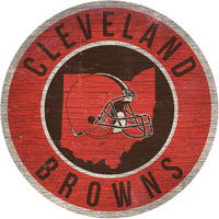 Cleveland Browns Sign Wood 12 Inch Round State Design