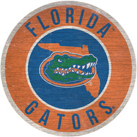 Florida Gators Sign Wood 12 Inch Round State Design