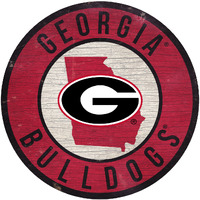 Georgia Bulldogs Sign Wood 12 Inch Round State Design