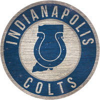 Indianapolis Colts Sign Wood 12 Inch Round State Design