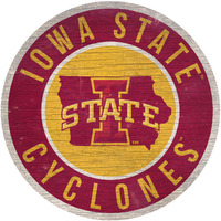 Iowa State Cyclones Sign Wood 12 Inch Round State Design