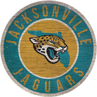 Jacksonville Jaguars Sign Wood 12 Inch Round State Design