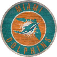 Miami Dolphins Sign Wood 12 Inch Round State Design