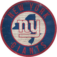 New York Giants Sign Wood 12 Inch Round State Design