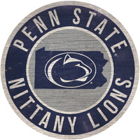 Penn State Nittany Lions Sign Wood 12 Inch Round State Design
