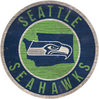 Seattle Seahawks Sign Wood 12 Inch Round State Design