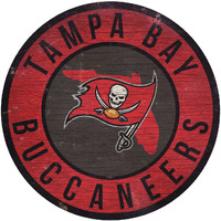 Tampa Bay Buccaneers Sign Wood 12 Inch Round State Design