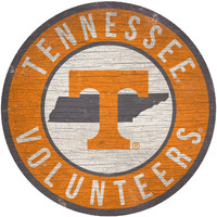 Tennessee Volunteers Sign Wood 12 Inch Round State Design
