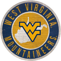 West Virginia Mountaineers Sign Wood 12 Inch Round State Design