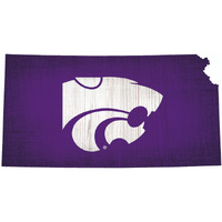 Kansas State Wildcats Sign Wood 12 Inch Team Color State Shape Designder