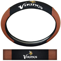 Minnesota Vikings Steering Wheel Cover Premium Pigskin Style