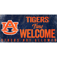 Auburn Tigers Sign Wood 12x6 Fans Welcome Design