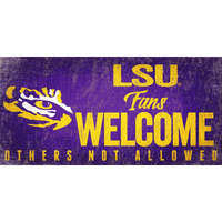 LSU Tigers Sign Wood 12x6 Fans Welcome Design - Special Order