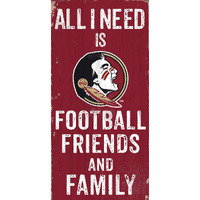 Florida State Seminoles Sign Wood 6x12 Football Friends and Family Design Color - Special Order