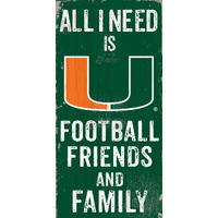 Miami Hurricanes Sign Wood 6x12 Football Friends and Family Design Color - Special Order