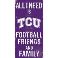 TCU Horned Frogs Sign Wood 6x12 Football Friends and Family Design Color - Special Order