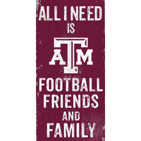 Texas A&M Aggies Sign Wood 6x12 Football Friends and Family Design Color - Special Order